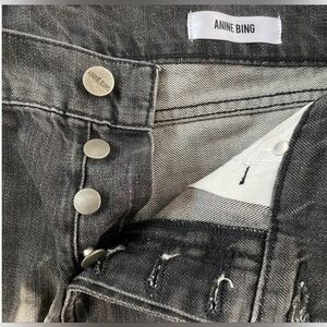 Anine Bing Charcoal Denim Cut-off Shorts